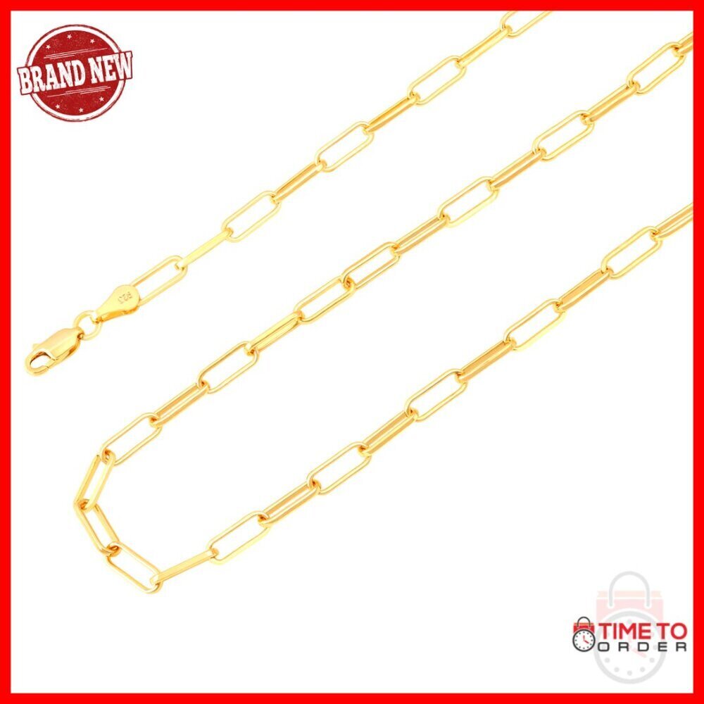 Sterling Silver Paperclip Chain Necklace with Lobster Clasp 2-5mm